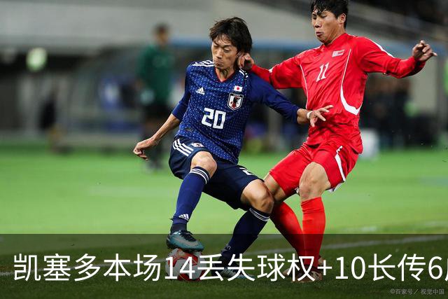 凯塞多本场14丢失球权+10长传6成功+6对抗3成功 获评7.3分